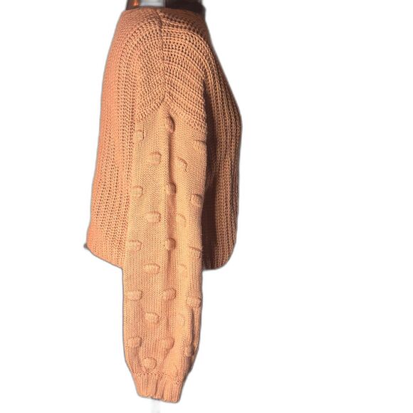Jessica Simpson Tan Bobble Sleeve Chunky Sweater Women’s S Cozy Fall Pullover - Picture 9 of 9